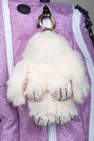 White Fuzzy Bunny Keychain