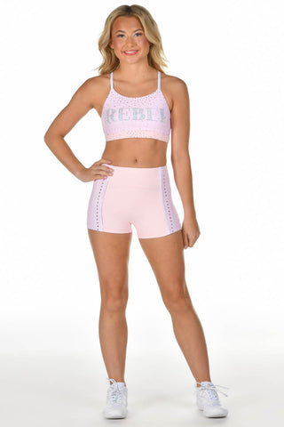 Kadie Sports Bra in Plaid Powder Pink