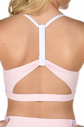 Kadie Sports Bra in Plaid Powder Pink