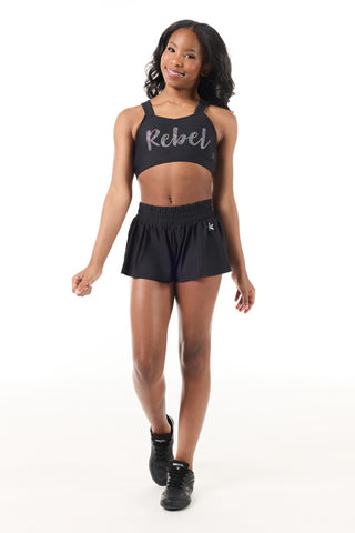 Flutter Athletic Short in Black - FINAL SALE