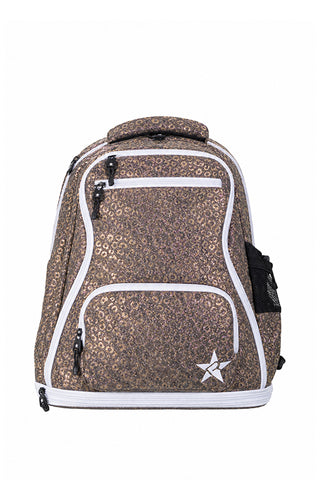 Leopard in Gunmetal Rebel Baby Dream Bag with White Zipper