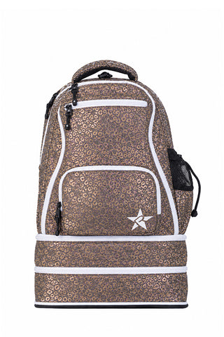 Leopard in Gunmetal Rebel Baby Dream Bag with White Zipper