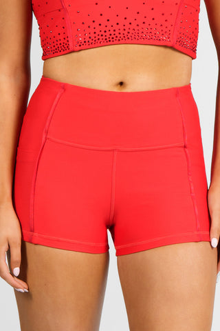Miss America Compression Short in Crowned Red