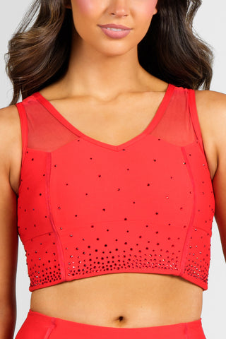 Miss America Longline Sports Bra in Crowned Red