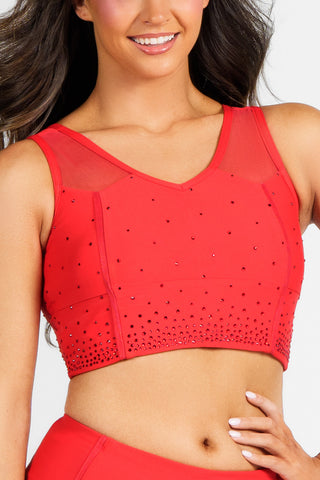 Miss America Longline Sports Bra in Regent Red