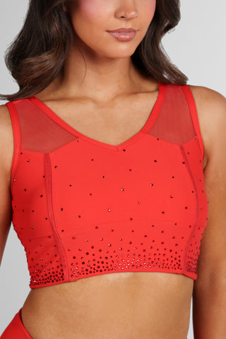 Miss America Longline Sports Bra in Regent Red
