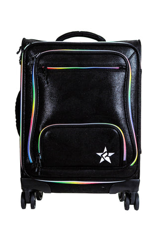Faux Suede in Black Rebel Dream Luggage with Rainbow Zipper