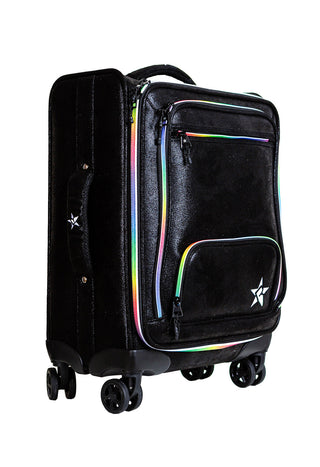 Faux Suede in Black Rebel Dream Luggage with Rainbow Zipper