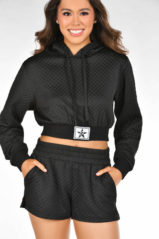 Luxe Cropped Quilted Jacket in Black