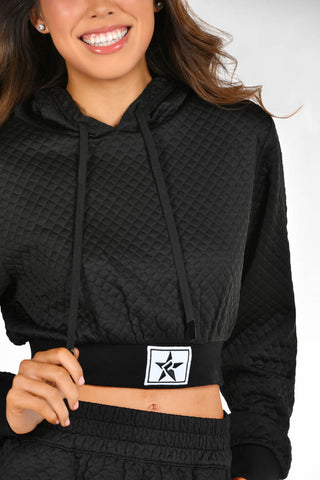 Luxe Cropped Quilted Jacket in Black