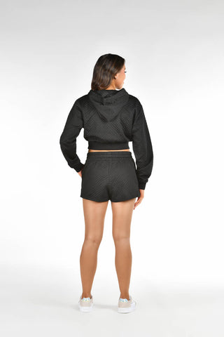 Luxe Cropped Quilted Jacket in Black