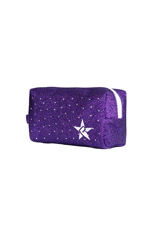 Amethyst with Crystal Scatter Rebel Makeup Bag with White Zipper