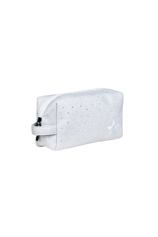 Opalescent with Crystal Scatter Rebel Makeup Bag with White Zipper