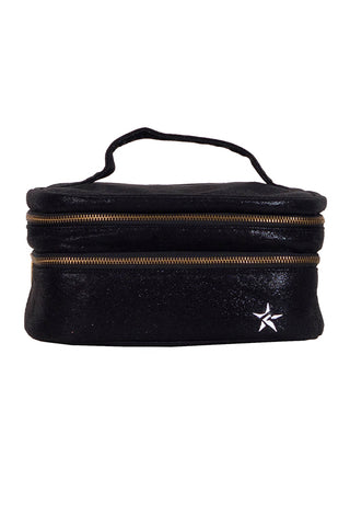 Faux Suede in Black Rebel Glam & Go Travel Case with Black Zipper