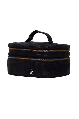 Faux Suede in Black Rebel Glam & Go Travel Case with Black Zipper