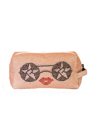 Rose Gold "So Shady" Makeup Bag with White Zipper