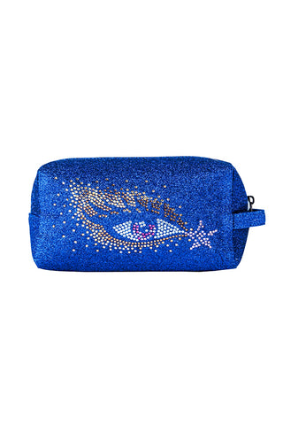 Royal Blue "Golden Eye" Rebel Makeup Bag with White Zipper