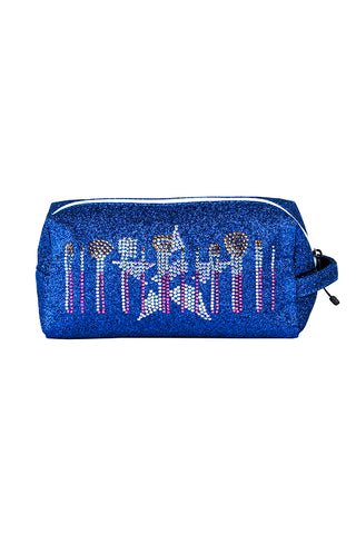 Royal Blue "Paint the Sky" Rebel Makeup Bag with White Zipper