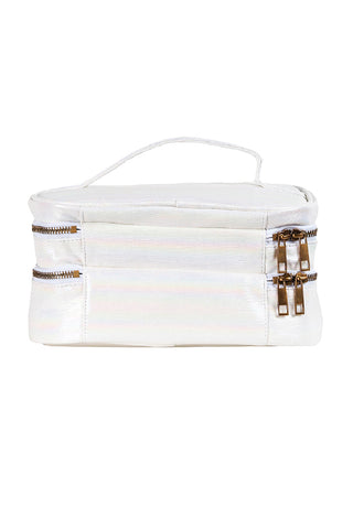 Luster in Cream Rebel Glam & Go Travel Case with White Zipper