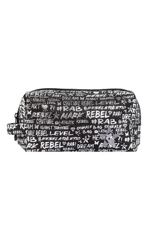 Signature in Black and Silver Rebel Makeup Bag with Black Zipper