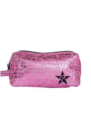 Signature in Pink Rebel Makeup Bag with Black Zipper