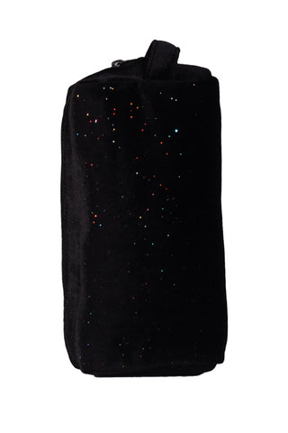 Velvet in Black Galaxy Sparkle Rebel Makeup Bag with Black Zipper