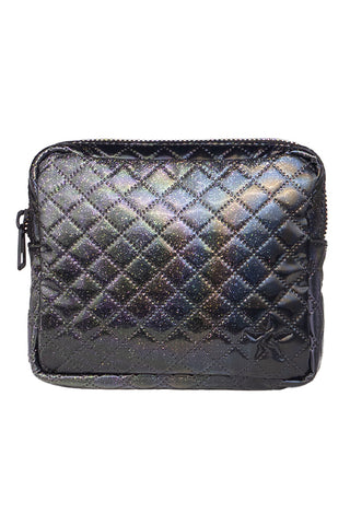 Quilted Sparkle Rebel Square Clutch with Black Zipper