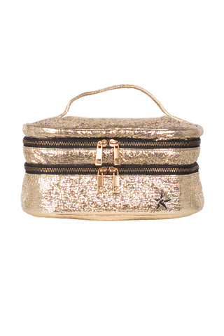 Tinsel in Gold Rebel Glam & Go Travel Case with Black Zipper