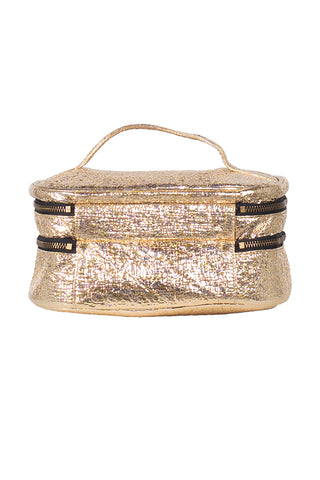 Tinsel in Gold Rebel Glam & Go Travel Case with Black Zipper