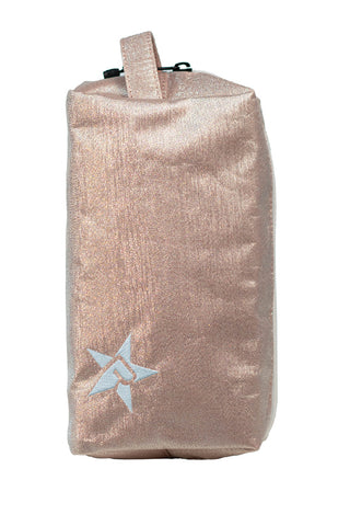 Sparkling Silk in Pink Champagne Rebel Makeup Bag with White Zipper
