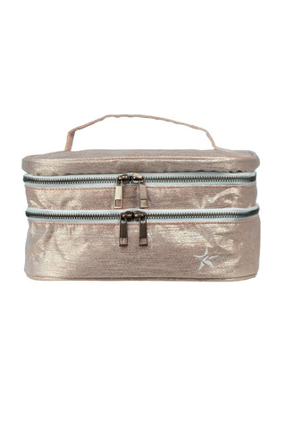 Sparkling Silk in Pink Champagne Rebel Glam & Go Travel Case with White Zipper