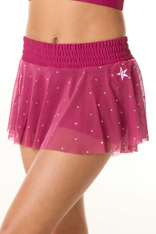 Mesh Overlay Skirt in Berry