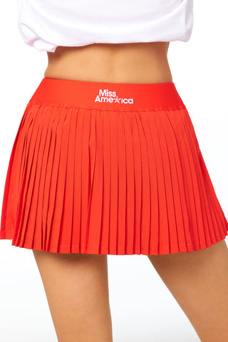 Miss America x Rebel Pleated Skirt in Red