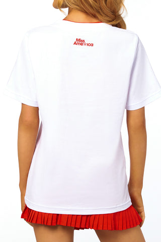 Miss America x Rebel Logo Tee in White