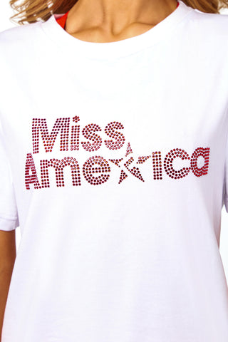 Miss America x Rebel Logo Tee in White