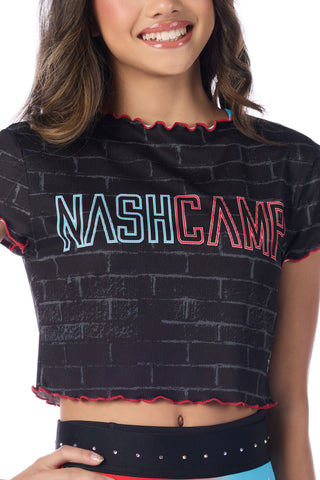 Nash Camp Cropped Tee in Black - SPECIAL ORDER