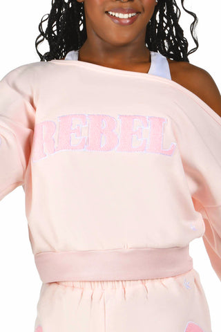 Natalia Off the Shoulder Pullover in Powder Pink