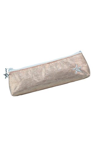 Sparkling Silk in Pink Champagne Rebel Pencil/Brush Bag with White Zipper