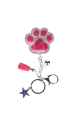 Crystal Paw Keychain in Red