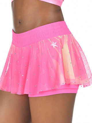 Pretty Popular Mesh Overlay Skirt in Toss Toss