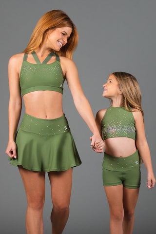 Janet Sports Bra in Army Green Crystal