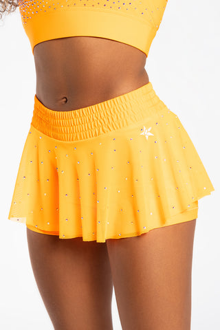 Mesh Overlay Skirt in Tangerine