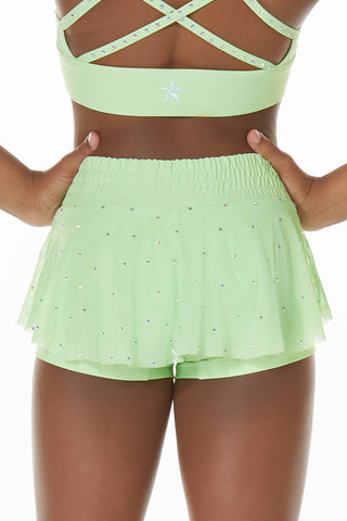 Mesh Overlay Skirt in Pistachio