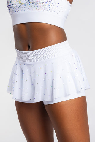 Mesh Overlay Skirt in White