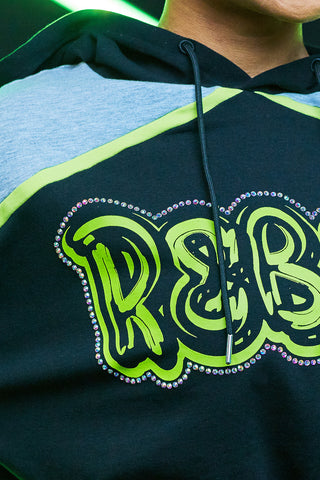 Cropped Sinch Hoodie in Neon Swag
