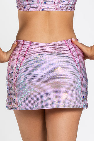 High Rise Crystal Couture Skirt in Lover - Special Order