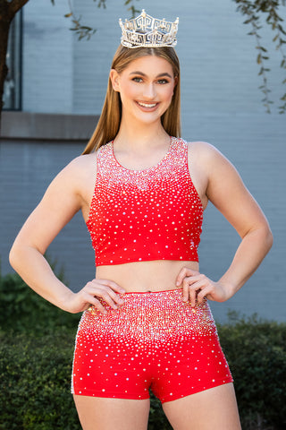Crystal Couture Sport Tank in Red