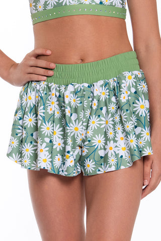 Flowy Athletic Short in Jade Daisy