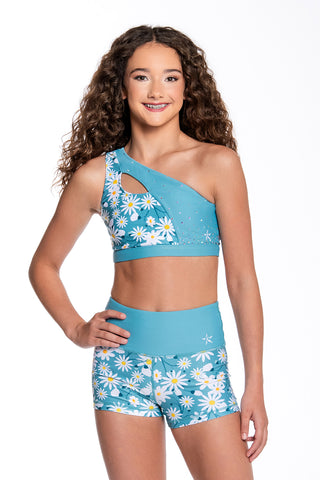 Andrea Sports Bra in Arctic Blue Daisy