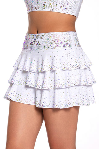 Crystal Couture Ruffle Skirt in Moonlight Luster